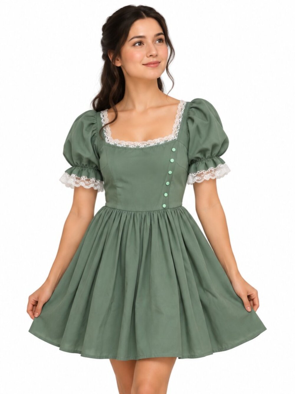 Eliza Inspired Green Puff Sleeve Theater Costume Dress M